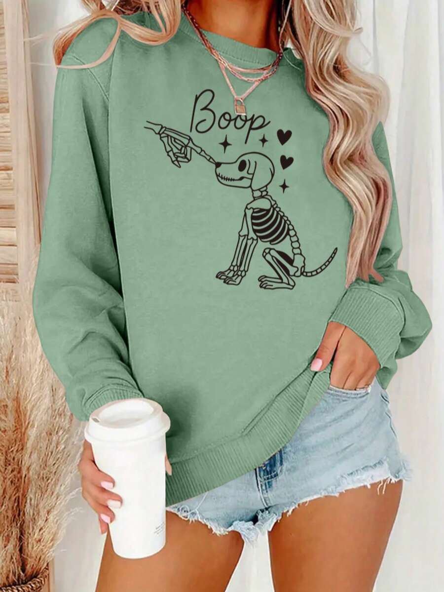 Winter Clothing Gift Ideas - Dames Sweatshirt met Skeleton Dog Boop