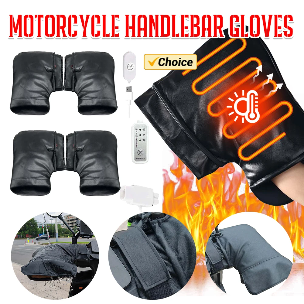 Heated Gloves Electric - Elektrische verwarming stuurhandschoenen 3-niveaus instellen motorfiets