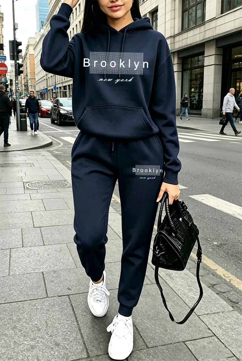 Winter Clothing For Women - Dames trainingspak met print, casual hoodie,