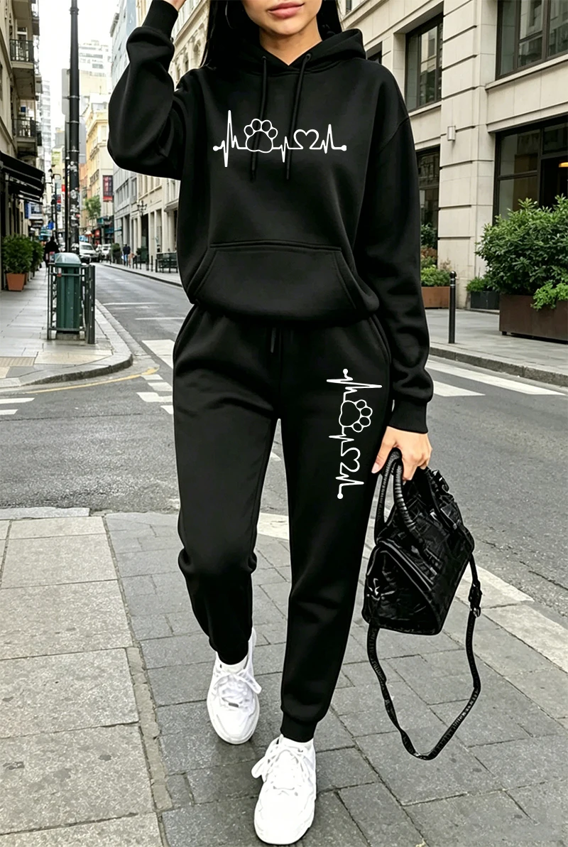 Winter Clothing For Women - 2026 Dames Trainingspak met Print, Casual