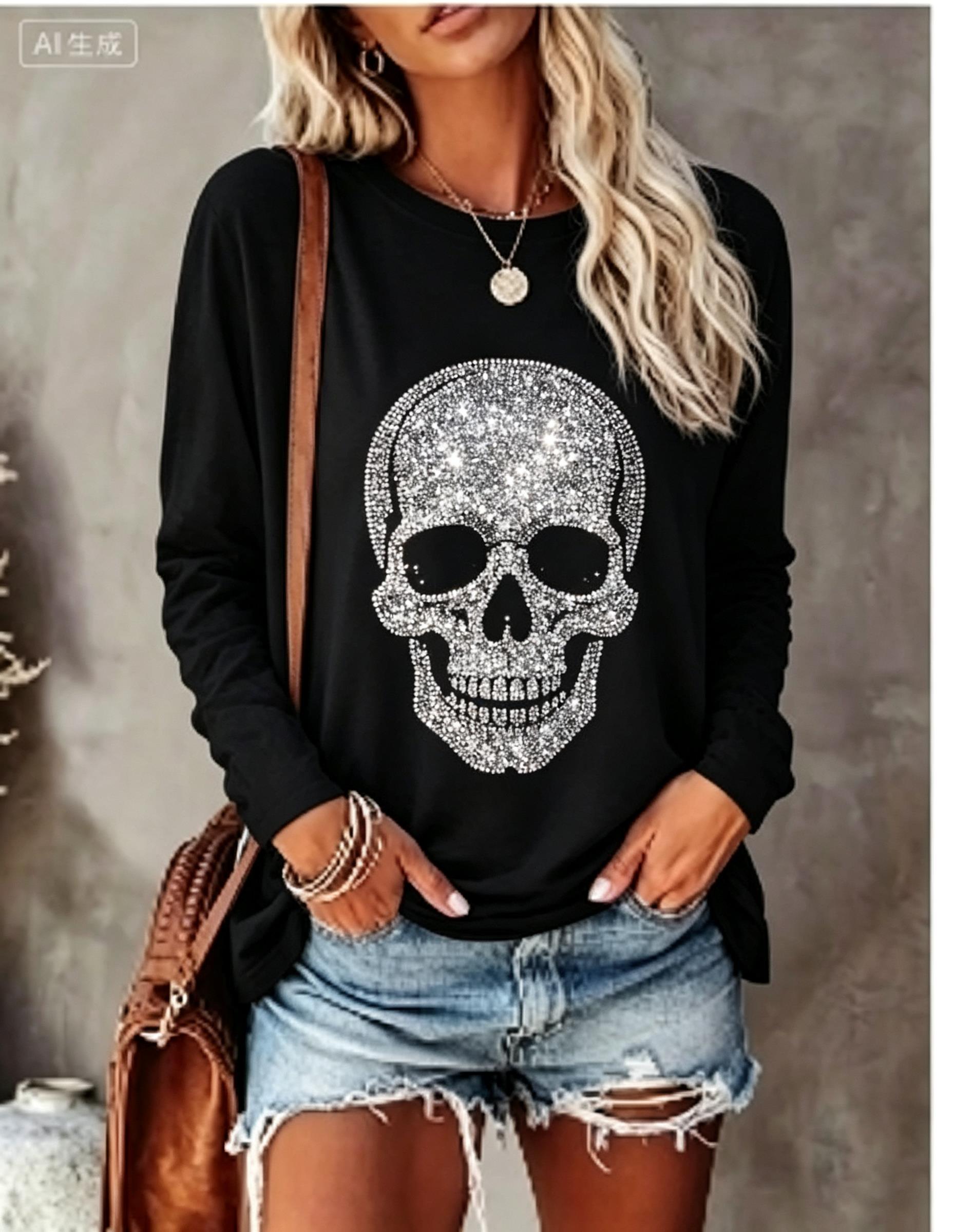 Winter Clothing For Women - Dames T-shirt met lange mouwen, gesimuleerde