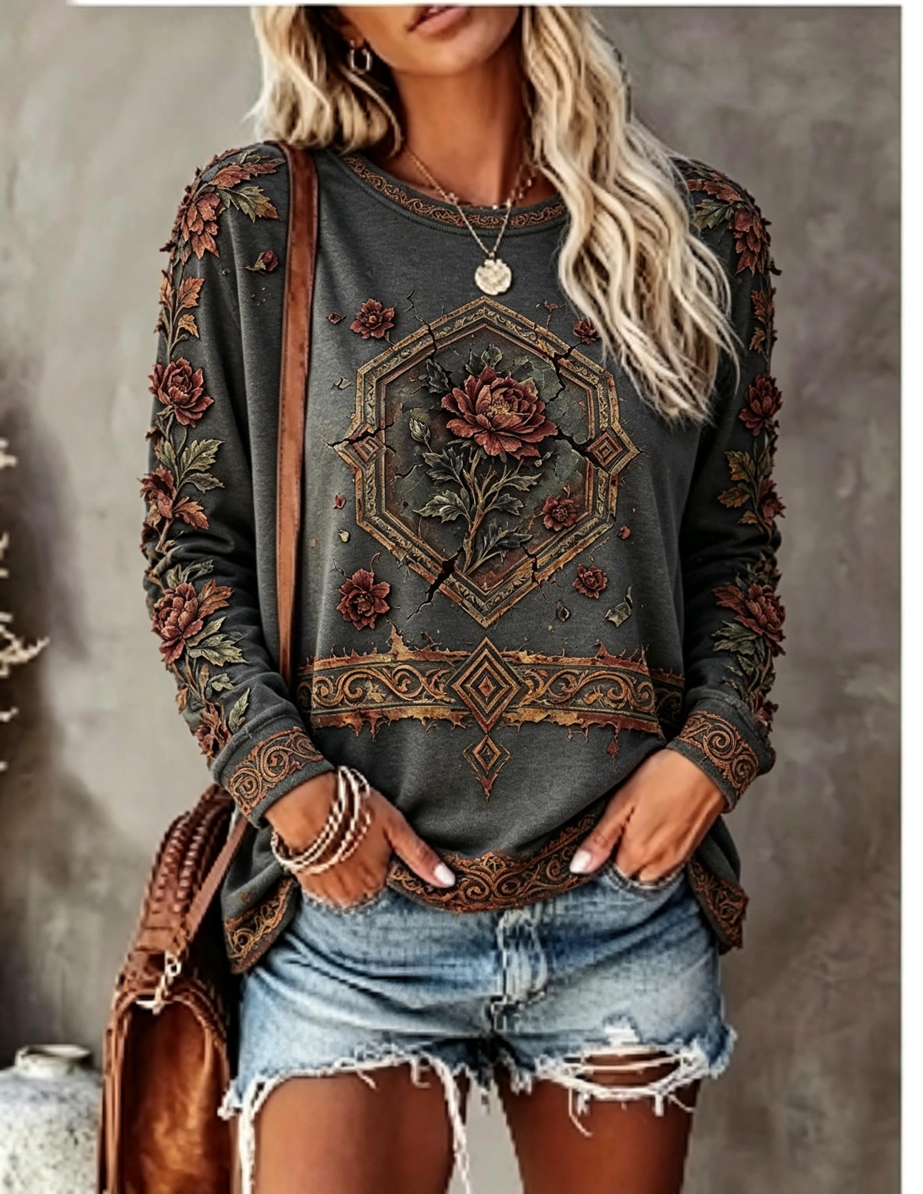 Dames T-shirt met ronde hals e - Winter Clothing For Women recensie en prijs